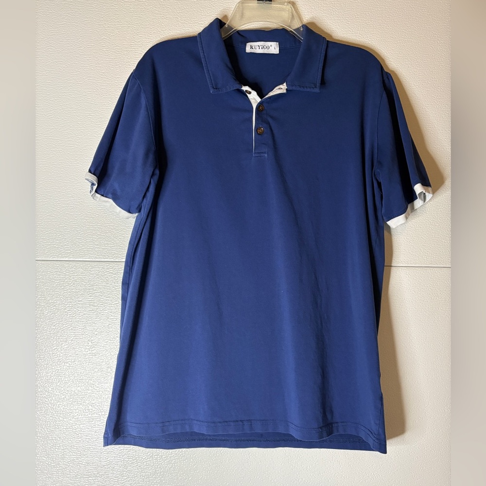 Classic Blue 95% Cotton‎ Polo Shirt by Kyoto Size Large
